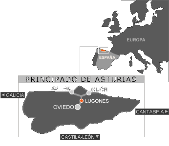 Esquema localización Lugones en Asturias